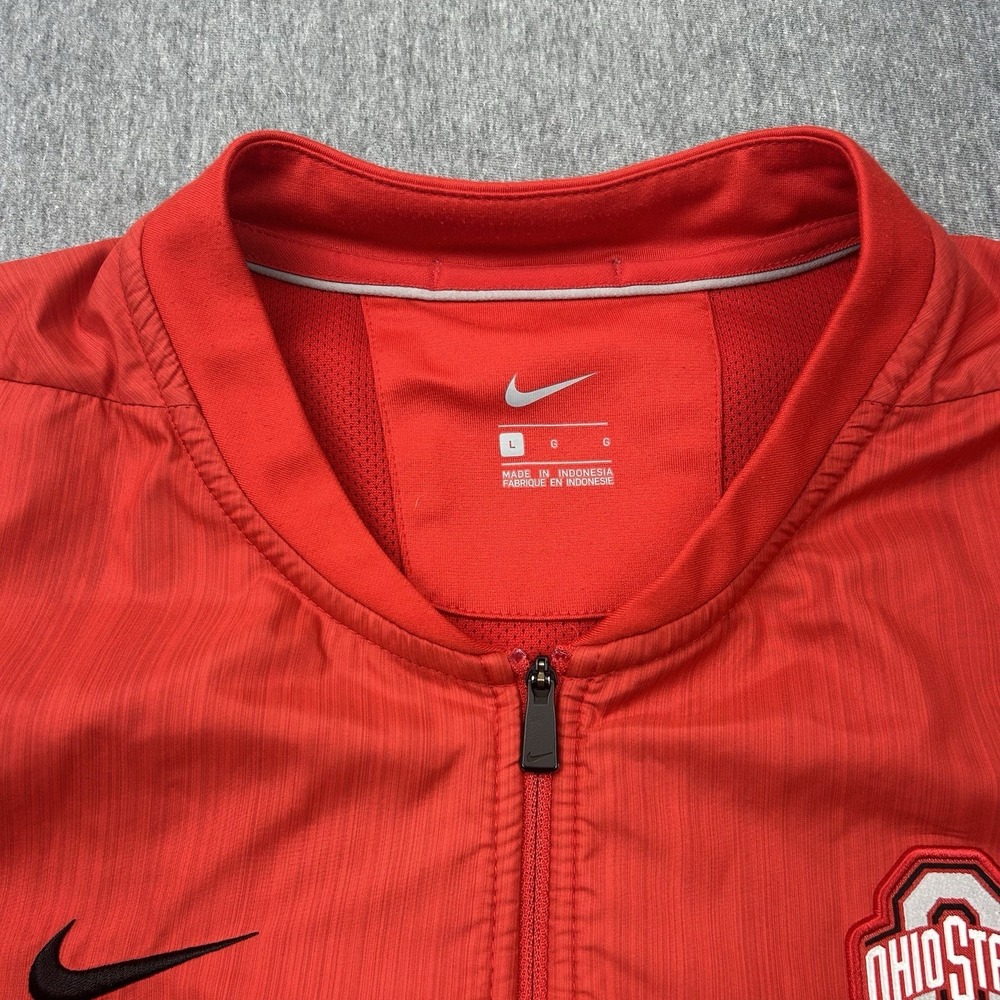 NIKE Ohio State Buckeyes Full Zip Jacket Mens Large‎ Red Windbreaker Block O - Picture 6 of 16